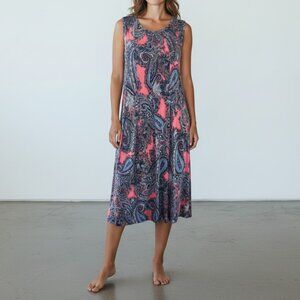 Southern Lady Paisley Midi Dress Womens 3X Casual Vacation Boho Casual Comfort
